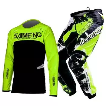 Комплект экипировки для мотокросса для детей 4 5 6 7 8 9 10 11 12 13 лет Молодежный детский мотоциклетный костюм для мальчиков и девочек, майка, штаны, гоночный костюм для бездорожья, эндуро, мотокросса, горного велосипеда M-22