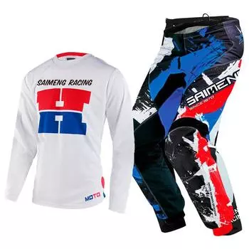 Комплект экипировки для мотокросса для детей 4 5 6 7 8 9 10 11 12 13 лет Молодежный детский мотоциклетный костюм для мальчиков и девочек, майка, штаны, гоночный костюм для бездорожья, эндуро, мотокросса, горного велосипеда L-24