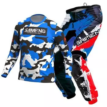 Комплект экипировки для мотокросса для детей 4 5 6 7 8 9 10 11 12 13 лет Молодежный детский мотоциклетный костюм для мальчиков и девочек, майка, штаны, гоночный костюм для бездорожья, эндуро, мотокросса, горного велосипеда XL-26