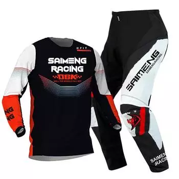 Комплект экипировки для мотокросса для детей 4 5 6 7 8 9 10 11 12 13 лет Молодежный детский мотоциклетный костюм для мальчиков и девочек, майка, штаны, гоночный костюм для бездорожья, эндуро, мотокросса, горного велосипеда S-20