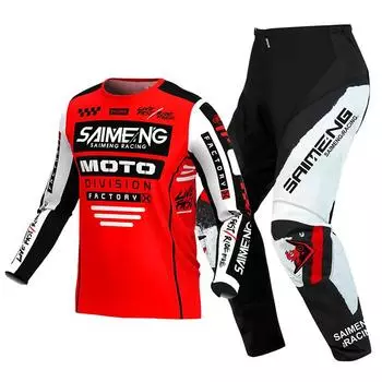 Комплект экипировки для мотокросса для детей 4 5 6 7 8 9 10 11 12 13 лет Молодежный детский мотоциклетный костюм для мальчиков и девочек, майка, штаны, гоночный костюм для бездорожья, эндуро, мотокросса, горного велосипеда S-20