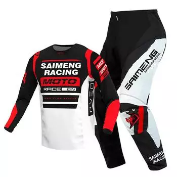 Комплект экипировки для мотокросса для детей 4 5 6 7 8 9 10 11 12 13 лет Молодежный детский мотоциклетный костюм для мальчиков и девочек, майка, штаны, гоночный костюм для бездорожья, эндуро, мотокросса, горного велосипеда S-20
