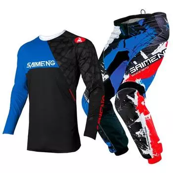 Комплект экипировки для мотокросса для детей 4 5 6 7 8 9 10 11 12 13 лет Молодежный детский мотоциклетный костюм для мальчиков и девочек, майка, штаны, гоночный костюм для бездорожья, эндуро, мотокросса, горного велосипеда S-20