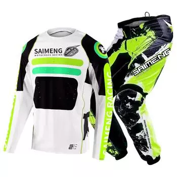 Комплект экипировки для мотокросса для детей 4 5 6 7 8 9 10 11 12 13 лет Молодежный детский мотоциклетный костюм для мальчиков и девочек, майка, штаны, гоночный костюм для бездорожья, эндуро, мотокросса, горного велосипеда L-24