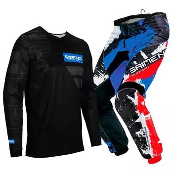 Комплект экипировки для мотокросса для детей 4 5 6 7 8 9 10 11 12 13 лет Молодежный детский мотоциклетный костюм для мальчиков и девочек, майка, штаны, гоночный костюм для бездорожья, эндуро, мотокросса, горного велосипеда S-20