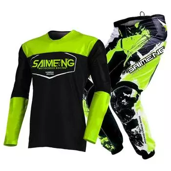Комплект экипировки для мотокросса для детей 4 5 6 7 8 9 10 11 12 13 лет Молодежный детский мотоциклетный костюм для мальчиков и девочек, майка, штаны, гоночный костюм для бездорожья, эндуро, мотокросса, горного велосипеда M-22