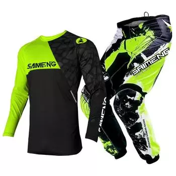 Комплект экипировки для мотокросса для детей 4 5 6 7 8 9 10 11 12 13 лет Молодежный детский мотоциклетный костюм для мальчиков и девочек, майка, штаны, гоночный костюм для бездорожья, эндуро, мотокросса, горного велосипеда XXL-28