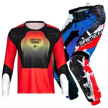 Комплект экипировки для мотокросса для детей 4 5 6 7 8 9 10 11 12 13 лет Молодежный детский мотоциклетный костюм для мальчиков и девочек, майка, штаны, гоночный костюм для бездорожья, эндуро, мотокросса, горного велосипеда M-22