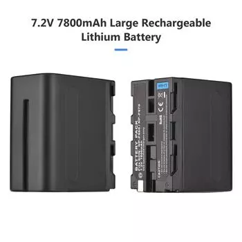 Комплект аккумуляторов и зарядного устройства для камеры NP-F960/NP-F970, 1 шт., большая перезаряжаемая батарея 7,2 В, 7800 мАч с чёрный