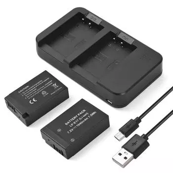 Комплект аккумуляторов и зарядного устройства для камеры LP-E17 с зарядным устройством на 2 аккумулятора + 2 аккумулятора LP-E17 7,2 В чёрный