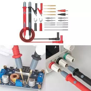 Комплект электронных тестовых проводов 22 в 1, цифровые выводы, с зажимами типа «крокодил», сменные наконечники щупов,