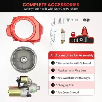 Комплект электростартера подходит для Honda GX160 5.5HP GX200 6.5HP Маховик зажигания стартер переключатель маховика