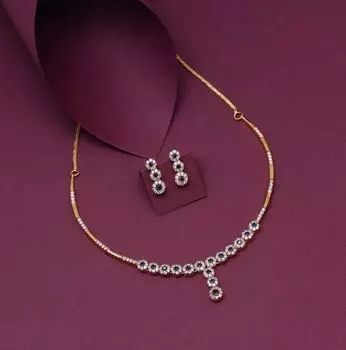 Комплект американского бриллиантового ожерелья Free Size синий/алмаз