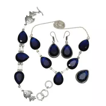 Комплект аметистовых подвесок, серьги для девочек, ожерелье из стерлингового серебра