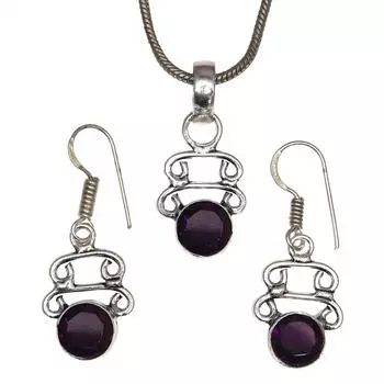 Комплект аметистовых подвесок, серьги для девочек, ожерелье из стерлингового серебра