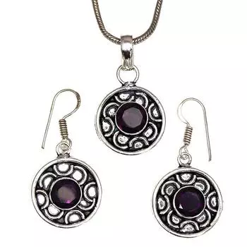 Комплект аметистовых подвесок, серьги для девочек, ожерелье из стерлингового серебра