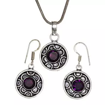 Комплект аметистовых подвесок, серьги для девочек, ожерелье из стерлингового серебра
