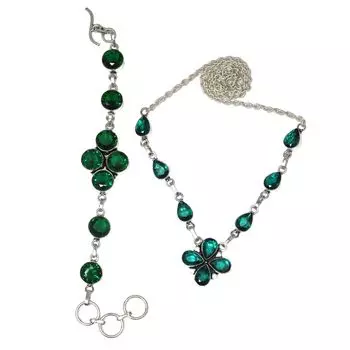 Комплект этнических украшений ручной работы из хромдиопсида, ожерелье 18-20 дюймов