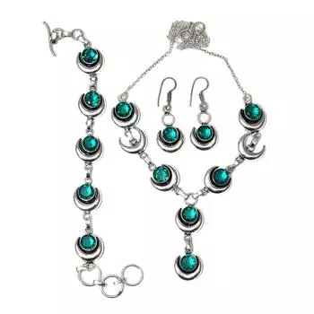 Комплект этнических украшений ручной работы из хромдиопсида, ожерелье 18-20 дюймов