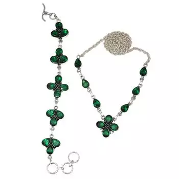 Комплект этнических украшений ручной работы с изумрудным кварцем и ожерельем 18-20