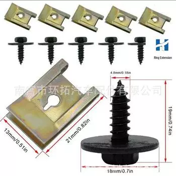 Комплект автомобильных пряжек - 40/60x черные оцинкованные шестигранные прокладки