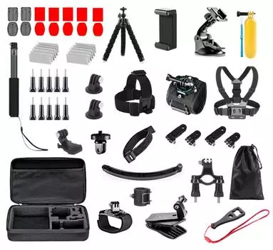 Комплект аксессуаров для экшн-камеры Camnoon 60-в-1, комплект аксессуаров для спортивной камеры, замена для GoPro чёрный
