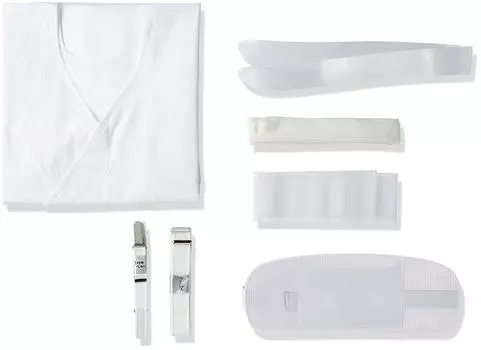 Комплект аксессуаров для юката, передняя часть кимоно, талия, дата, воротник, талия [Хасэгава], 7 предметов (сетчатая пластина, ремень, пояс, ремень, накладка, ремешок, сердечник) белый