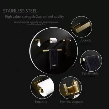 Комплект аксессуаров для ванной комнаты из матового золота, настенное крепление, наборы аксессуаров для ванной комнаты, держатель для туалетной бумаги, вешалка для полотенец, крючок для халата, полка-стойка