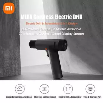 Комплект беспроводной электрической дрели Xiaomi MIJIA, электрическая отвертка/дрель, дизайн 2 в 1, с 3 режимами/30