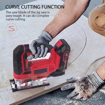 Комплект беспроводной электролобзиковой пилы 20 В, вилка 220–240 В, европейская вилка EU Plug красный/чёрный