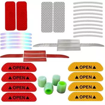 Комплект безопасности для ночных поездок, светящийся в темноте, светоотражающая наклейка на заднюю часть корпуса клапана, светоотражающая полоса на ступице колеса