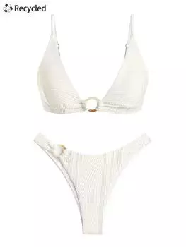 Комплект бикини Cheeky из переработанной ткани с волнистой текстурой и уплотнительным кольцом S белый