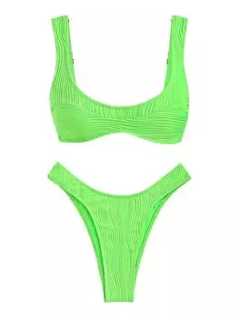 Комплект бикини Cheeky с волнистой текстурой XS зелёный