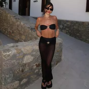 Комплект бикини из 3 предметов, бикини с эффектом пуш-ап, сексуальный женский купальник, макси-платье, женский купальник, сплошной купальный костюм, пляжная одежда, накидки S белый