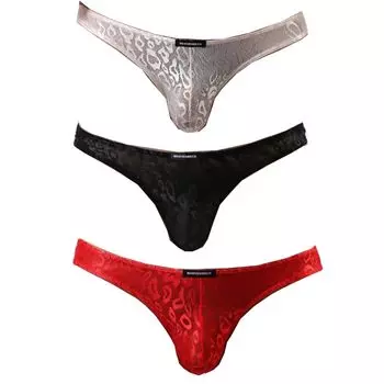 Комплект бикини из 3 трусиков бикини нижнее белье шорты бикини сексуальное нижнее белье сексуальное нижнее белье леопардовый принт животное низкая талия [MOMONGA] мужские мужские мужские Т-образный вырез