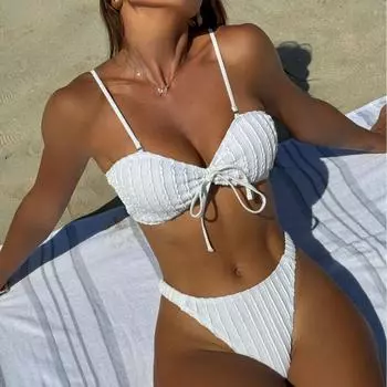 Комплект бикини пуш-ап комплект бикини сексуальный купальник для женщин купальники женский купальный костюм Biquini однотонный купальный костюм пляжная одежда S белый