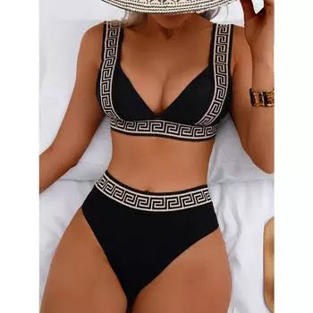 Комплект бикини высокой эластичности S чёрный