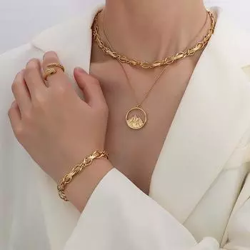 Комплект браслетов-цепочек Marka Street Hiiphop Jewelry из титановой стали с покрытием из 18-каратного золота