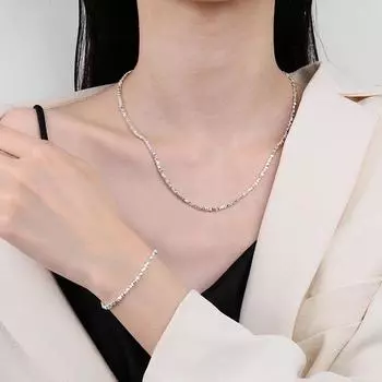 Комплект браслетов-колье из стерлингового серебра 925 пробы, сладкий и сверкающий дизайн интернет-знаменитостей, универсальный аксессуар Adjustable size