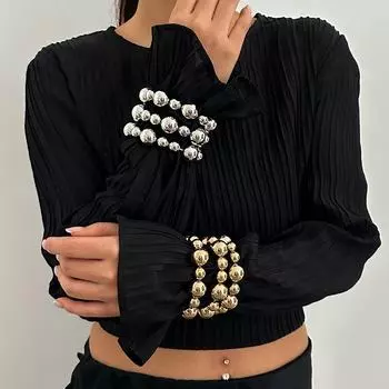 Комплект браслетов с французским жемчугом Exaggerated: Европейские и американские универсальные украшения из бисера из 3 предметов bracelet 5605E2 белый