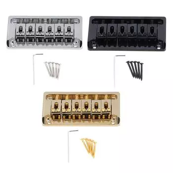 Комплект бриджа для 6-струнной электрогитары, латунный, сквозной, без тремоло, гитарный бридж с ключом для St Chrome