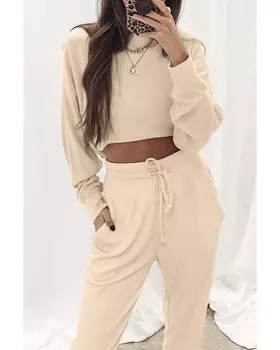 Комплект брюк Azura Exchange Apricot Ribbed с длинными рукавами и завязками L абрикосовый