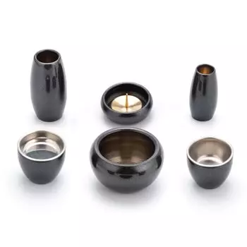 Комплект буддийских алтарных приспособлений Silma, черное золото, 6 предметов, дюймовые современные буддийские алтарные приспособления из меди, латуни, круглые, симпатичные мини-буддийские алтарные приспособления