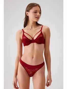Комплект бюстгальтера без косточек Pierre Cardin без косточек бордово-красный