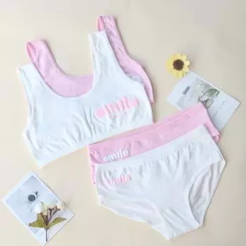 Комплект бюстгальтера для девочек, детское нижнее белье, тренировочные бюстгальтеры для подростков 8-14 лет one size белый