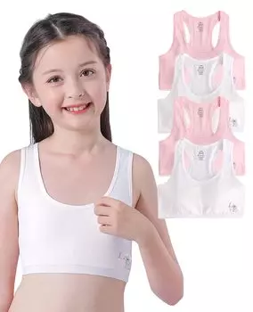 Комплект бюстгальтера для девочек, растущая половина, начальная школа, спортивный комплект из 4 предметов [Hapipana] 4, бюстгальтер, топ, нижнее белье, девочки, студенты, 9-12 лет,