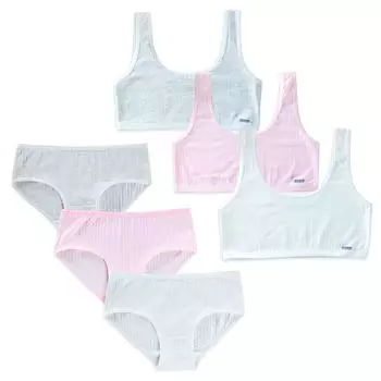 Комплект бюстгальтеров для девочек-подростков, детское нижнее белье, тренировочные бюстгальтеры для подростков, паниты 8-14 лет one size белый