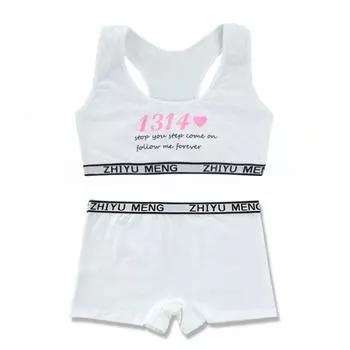 Комплект бюстгальтеров для тренировок для девочек-подростков, нижнее белье из хлопка one size