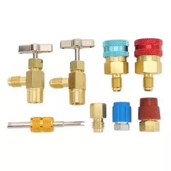 Комплект быстроразъемных соединений R1234YF, самоуплотняющийся, может подключаться к адаптеру высокого и низкого давления 1234yf для R134a для автомобилей Co