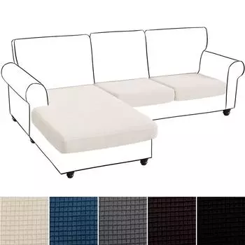 Комплект чехлов для подушек, жаккардовый чехол для секционного дивана в форме буквы L, чехол для шезлонга Chaise+2 Seater слоновая кость